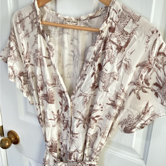 Cloth And Portrait Large Dress Tiered Ruffled Safari Animal Print Maxi Button - Picture 4 of 6